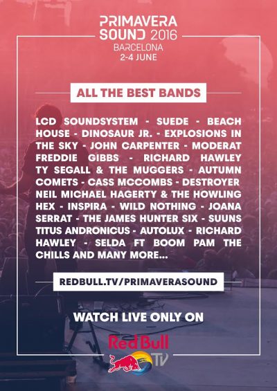 【Red Bull TV】Primavera Soundが現在ライブストリーミング配信中！