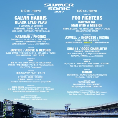 【SUMMER SONIC 2017】サマソニタイムテーブル＆追加アクト発表