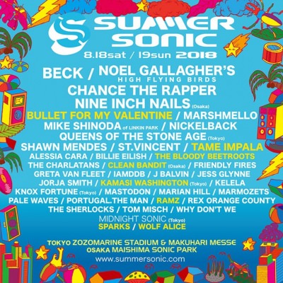 【SUMMER SONIC 2018】サマソニ第3弾発表で、BULLET FOR MY VALENTINE、TAME IMPALA、WOLF ALICEら8組追加