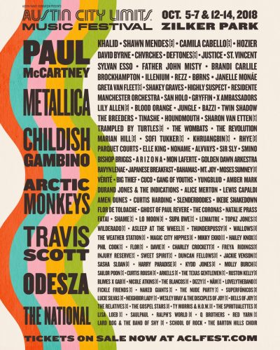 【海外フェス】「Austin City Limits Music Festival 2018」ポール、メタリカ、アクモンらラインナップ発表