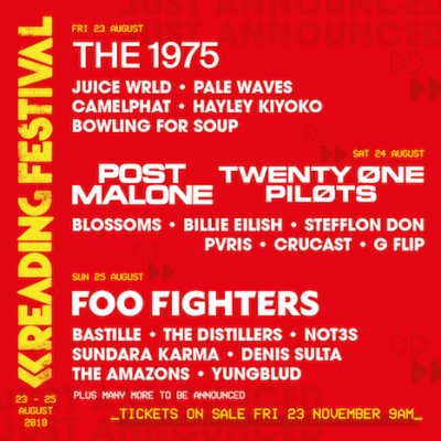 【海外フェス】イギリス「Reading ＆ Leeds Festival」第1弾ラインナップ発表で、Foo Fighters、The 1975、Post Maloneら出演決定