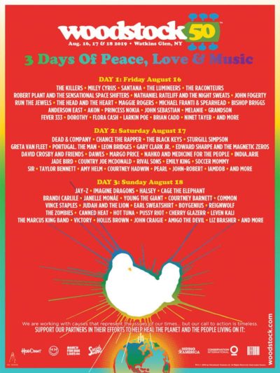 【海外フェス】「Woodstock 50」ラインナップ発表で、The Killers、Jay-Z、Dead & Company、Chance The Rapperら約70組決定