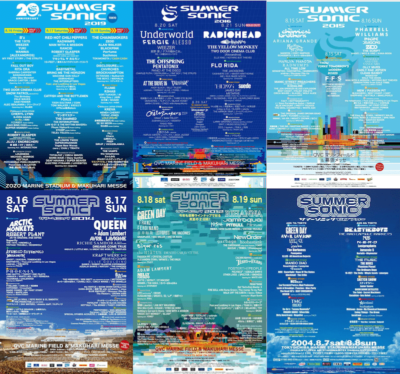 【SUMMER SONIC】サマソニ歴代ヘッドライナー＆過去ラインナップポスターまとめ