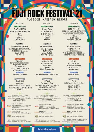 【FUJI ROCK FESTIVAL’21】フジロックのYouTubeライブ配信タイムテーブル発表