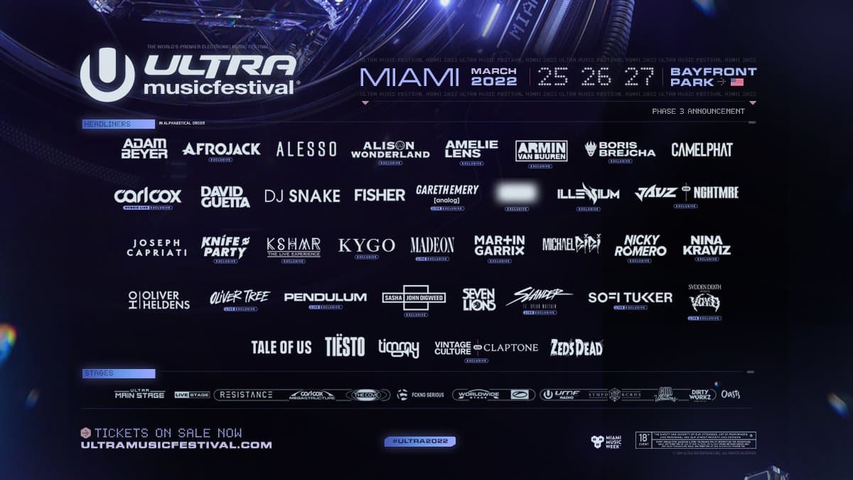 米マイアミ3月開催 Ultra Music Festival 22 第3弾ラインナップでkshmr Krewellaら追加