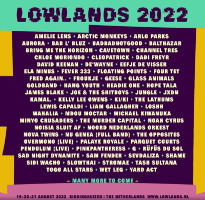 サマソニ同日程開催のオランダ「Lowlands Festival 2022」にアークティック・モンキーズ、ジェームス・ブレイク、民謡クルセイダーズら出演