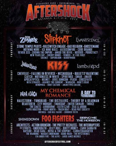 10月カリフォルニア「AFTERSHOCK FESTIVAL 2022」にフーファイ、マイケミら出演決定。日本からCrossfaith、BAND-MAIDも