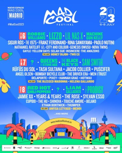 スペイン「Mad Cool Festival 2023」ラインナップ発表で、レッド・ホット・チリ・ペッパーズ、サム・スミス、プロディジーら