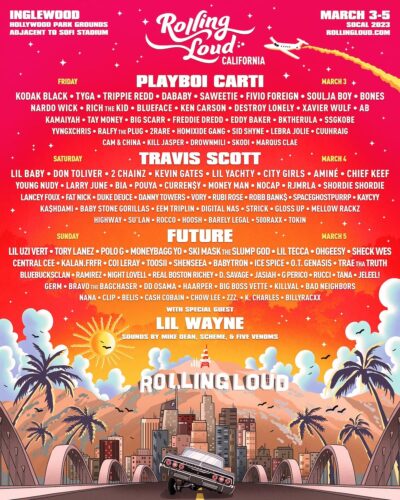 【Rolling Loud California】2023年3月カリフォルニア開催のローリングラウドのラインナップ発表。PLAYBOY CARTI、TRAVIS SCOTT、FUTUREら出演