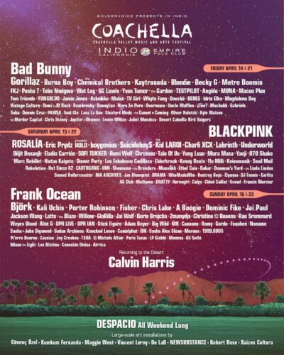 【Coachella 2023】コーチェラWeek1の配信タイムテーブル発表。日本時間変換済の配信スケジュールも掲載中【配信6チャンネル埋込済】