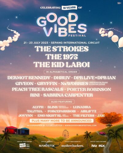 フジロック前週マレーシア開催「Good Vibes Festival 2023」第1弾発表で、The1975、ストロークス、ザ・キッド・ラロイら決定