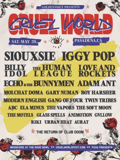 アメリカ5月開催「Cruel World Festival 2023」にスージースー、イギー・ポップ、ビリーアイドルら出演決定