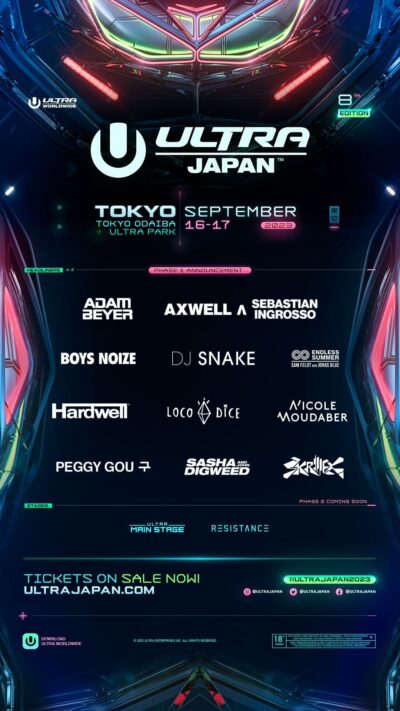 【ULTRA JAPAN 2023】ウルトラ第1弾発表でAxwell Λ Sebastian Ingrosso、Hardwellら11組決定