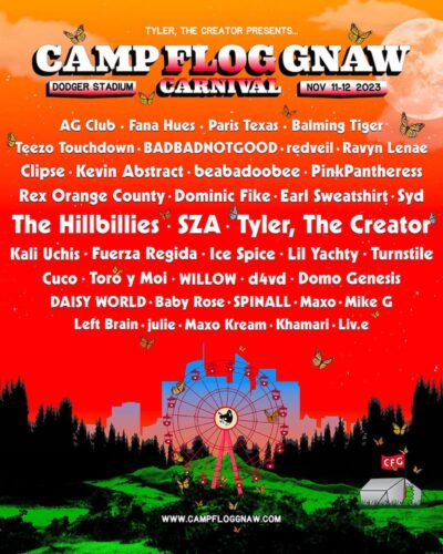 タイラー・ザ・クリエイター主催「Camp Flog Gnaw Carnival 2023」が11月ロサンゼルスにて開催。SZA、The Hillbilliesら出演