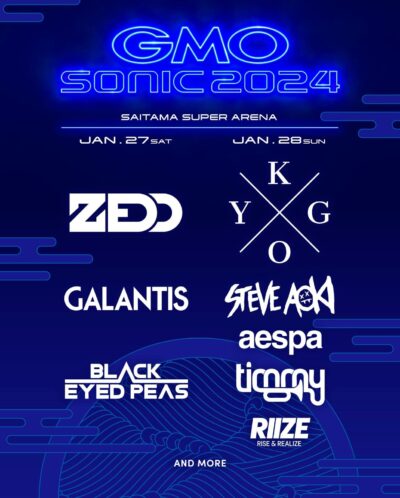 1月埼玉「GMO SONIC 2024」第2弾発表でaespa、BLACK EYED PEAS、Steve Aokiら6組追加