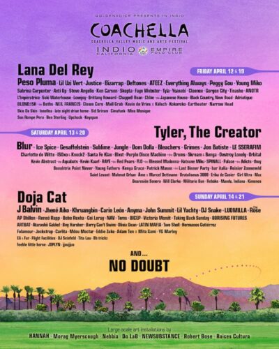 【Coachella 2024】コーチェラのラインナップ発表で、Lana Del Rey、Tyler,The Creator、Doja Cat、日本からYOASOBI、新しい学校のリーダーズも