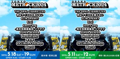 【METROCK2024】5月メトロック第1弾発表でSUPER BEAVER、04 Limited Sazabys、WurtS、Kroiら12組決定