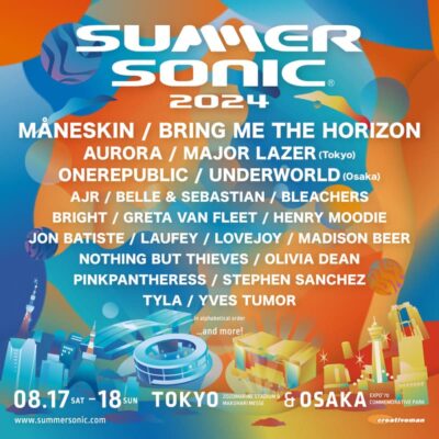 【SUMMER SONIC 2024】サマソニ第1弾発表でMÅNESKIN、BRING ME THE HORIZON、PINKPANTHERESS、JON BATISTEら22組決定