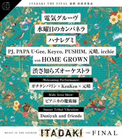 6月静岡「頂-ITADAKI- THE FINAL」最終発表で電気グルーヴ、水曜日のカンパネラ、ハナレグミら8組追加