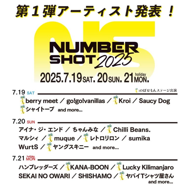 NUMBER SHOT 2025 の日程・出演者・チケットなど音楽フェス情報まとめ｜Festival Life