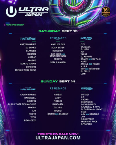 【ULTRA JAPAN 2025】ウルトラ出演日割りが決定