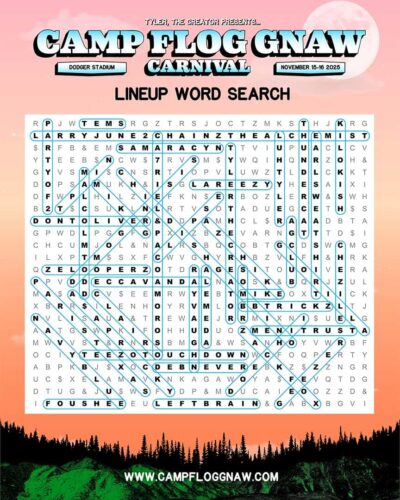 【海外フェス】11月タイラー・ザ・クリエイター主催「Camp Flog Gnaw 2025」にDoechii、Sombr、Ca7riel & Paco Amorosoら出演