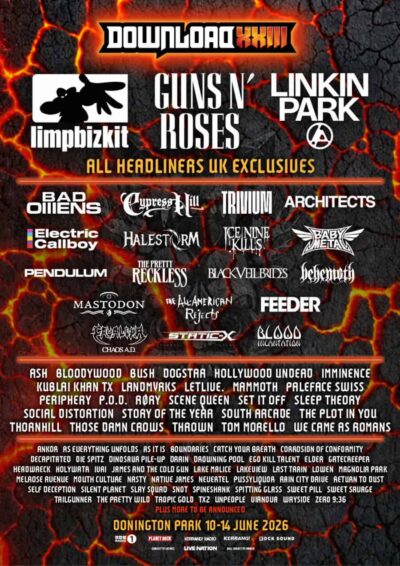 【海外フェス】2026年6月イギリス「Download Festival」第1弾ラインナップ発表でBABYMETAL、Guns N’ Roses、Linkin Parkら決定